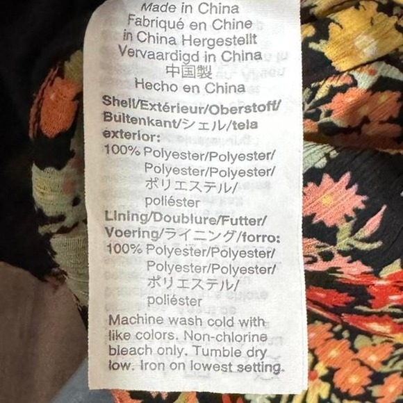 Madewell Black Floral Wrap Blouse Women's XXS Tie Waist Peplum Cottagecore Top - Picture 7 of 7